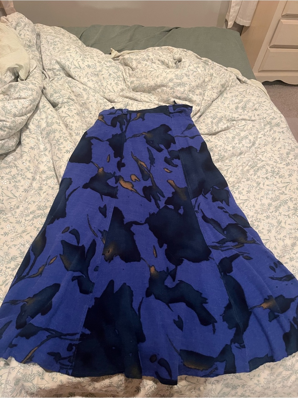 Women's Blue Abstract-Print A-Line Skirt